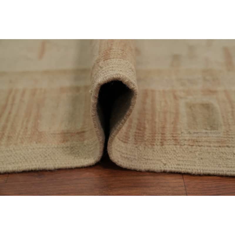 Hand Woven Oriental 100% Wool Carpet Southwestern Tribal Beige & Ivories Kilim Area Rug - 5' 11'' X 4' 2''
