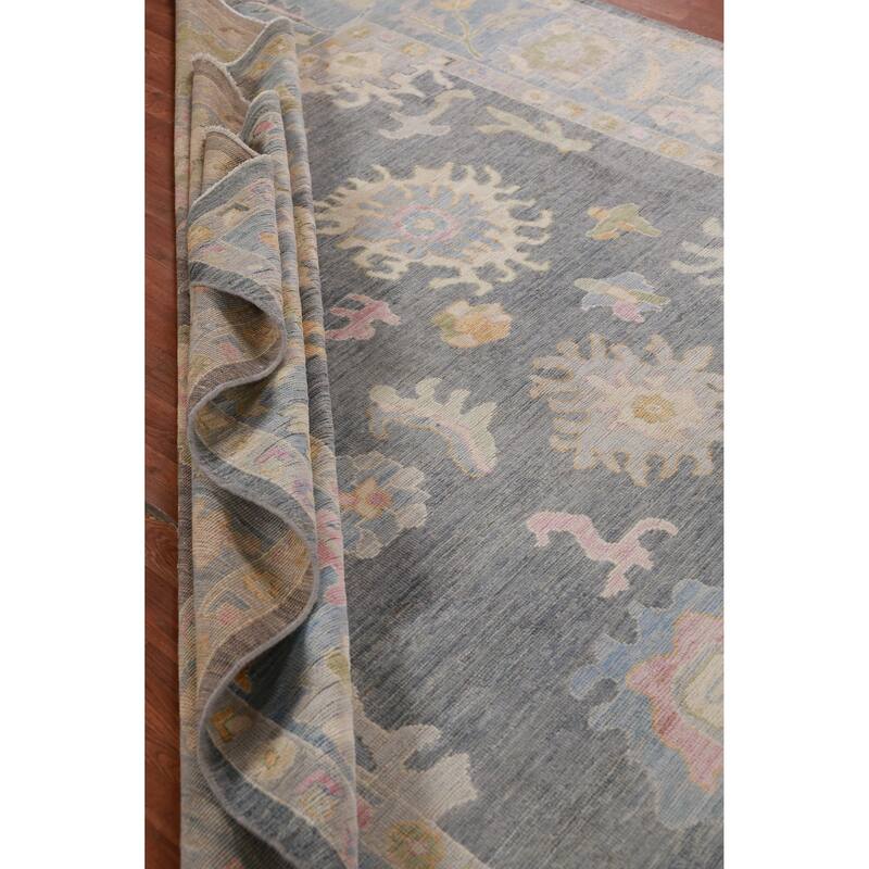 Hand Knotted Oriental 100% Wool Carpet Transitional All-Over Greys & Charcoal Oushak Area Rug - 10' 0'' X 8' 0''