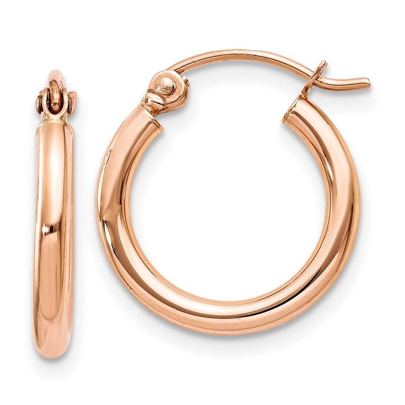 Curata 10k Rose Gold 2mm Polished Lightweight Classic Hoop Earrings - 15mm 35mm 40mm 45mm