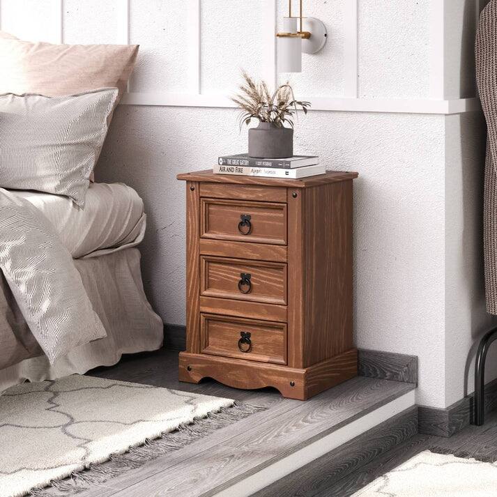 Wood Nighstand 3 Drawers Corona | Furniture Dash