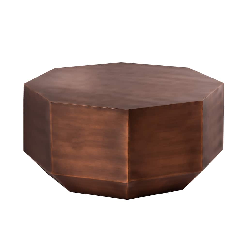 Pasargad Home Dorian Octagon Shape Coffee Table, Copper Finish - 30" x 30" x 14"