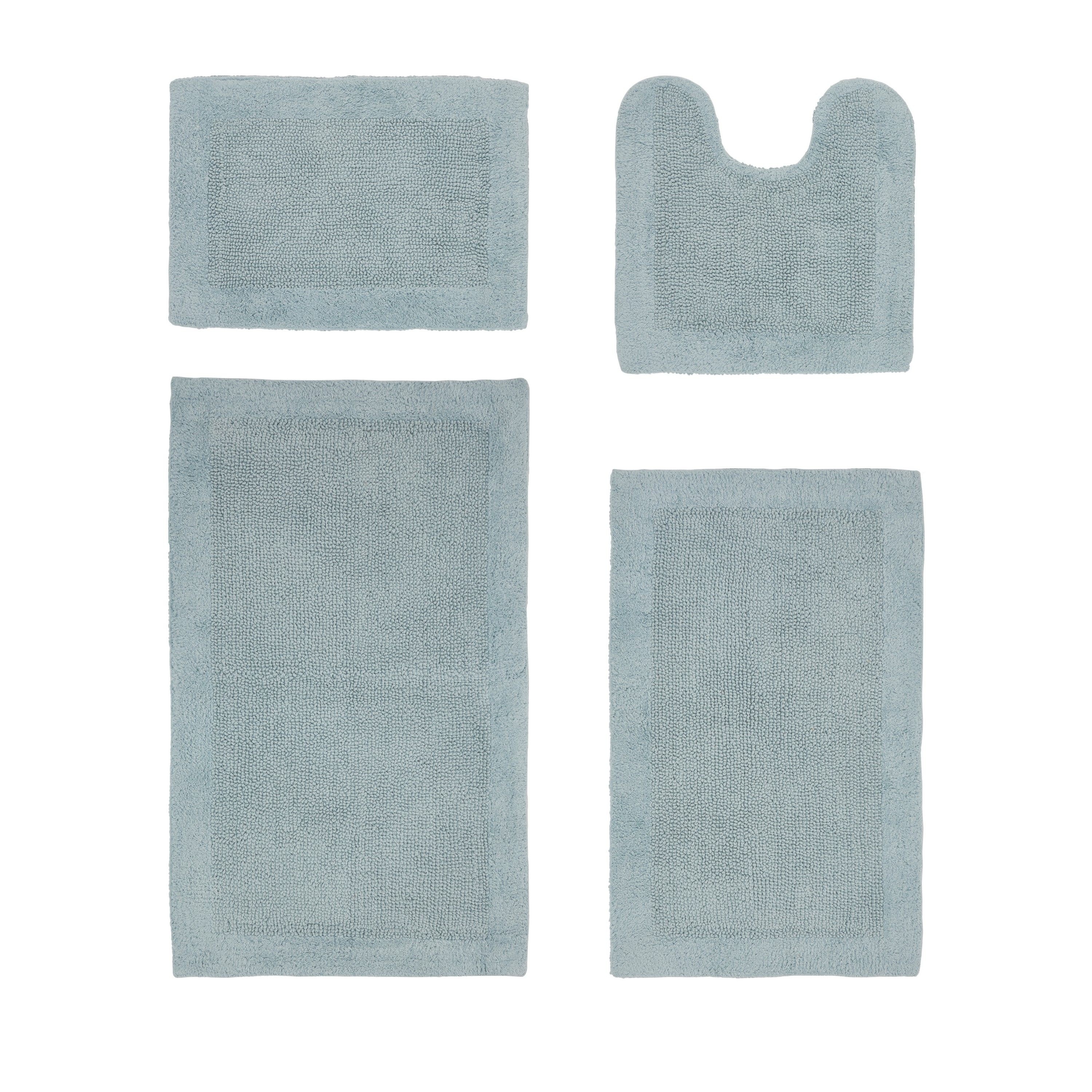 Better Trends Edge 4-Piece Bath Rug Set, 100% Cotton Tufted Bathroom Mats, Soft and Water Absorbent Rugs for Shower and Sink