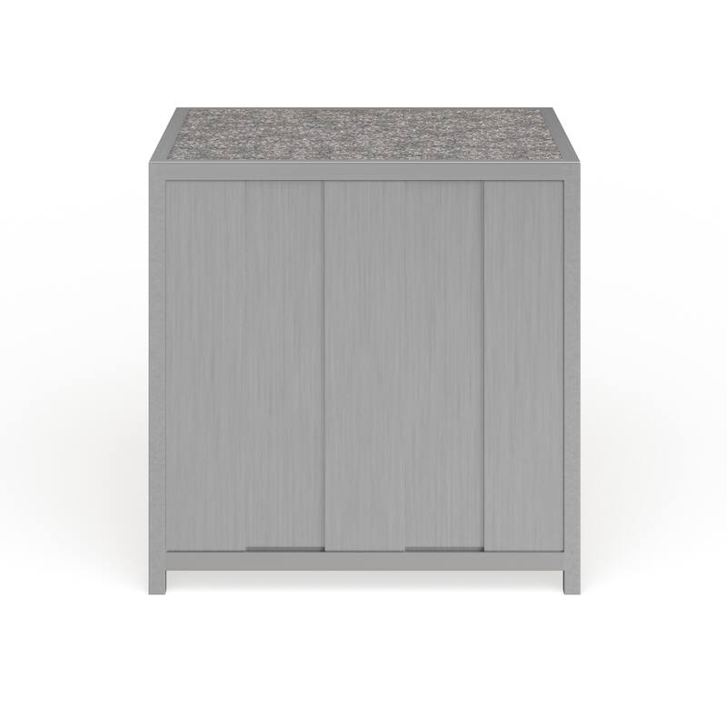 Woolf Industrial Silver Metal 1-Drawer Nightstand with USB Ports by Carbon Loft