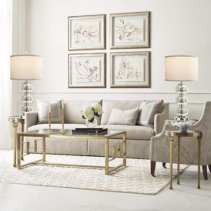 Set of 2 Table Lamps for Living Room Glass Triple-Sphere 27" Tall Table Lamp Contemporary Bedside Desk Nightstand Lamp