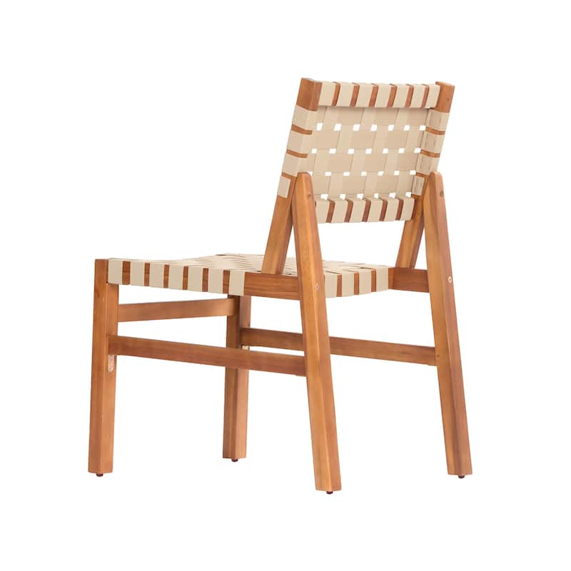 Christopher Knight Home - Orla Outdoor Acacia Wood Dining Set with Woven Rope Side Chairs & Rectangular Slat Table