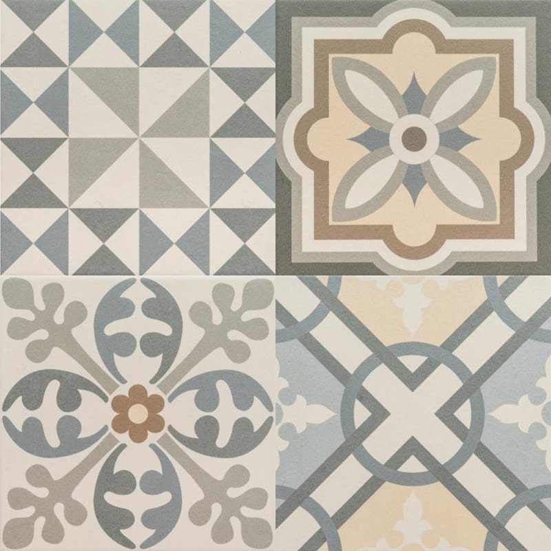 Ellis Taco 6.5x6.5 Matte Porcelain Encaustic Tile - Floor, Wall & Backsplash - Case of 20 (5.92 Sq. ft.) - Grey