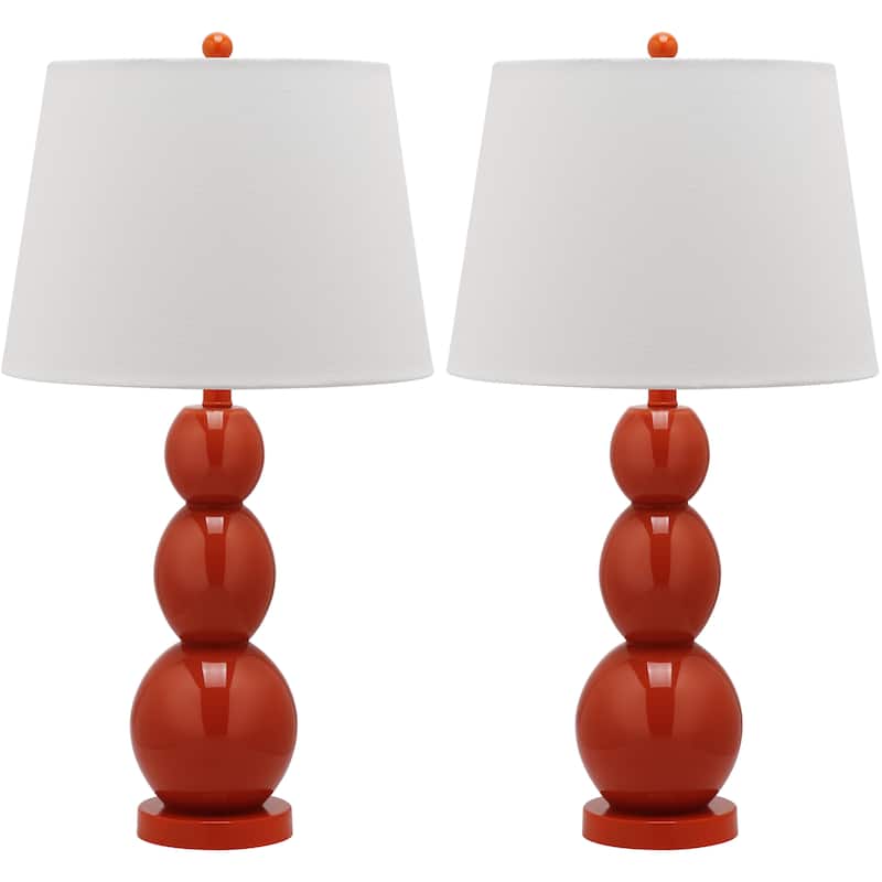 SAFAVIEH Lighting Natasha 28-inch Three Sphere Glass White Table Lamp (Set of 2) - 14"x14"x26.5" - 14Wx14Dx27H