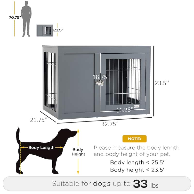 Dog Crate Furniture Steel Indoor Pet Kennel Cage with Double Doors and Locks