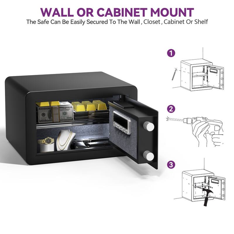 1.5/2/2.5 Cubic Ft Safe Box Money Safe Document Safe Bed Bath