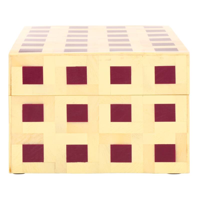 SAFAVIEH Home Sati Muted Yellow/Burgundy Resin Decorative Box Set of 2