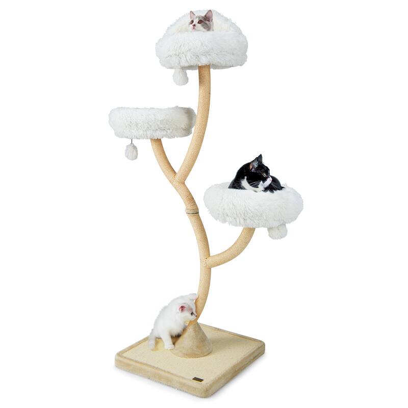 70" Tall Cat Tree 4-Layer Cat Tower with 3 Perches and Dangling Balls - 23.5" x 23.5" x 70"