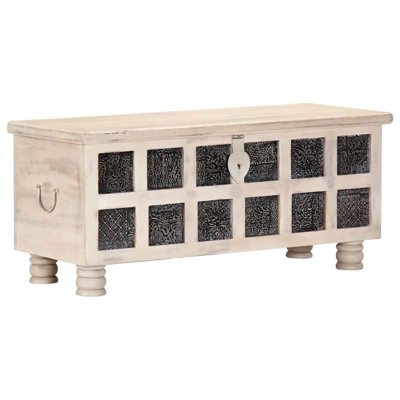 vidaXL Storage Box White 43.3"x15.7"x17.7" Solid Acacia Wood