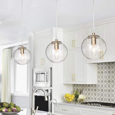 Koini Modern Contemporary Mini Pendant Dimmable LED Globe Glass Kitchen Island Light - 5.5 inches