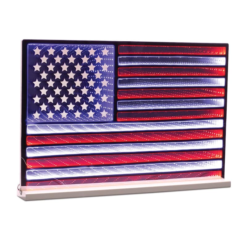 LED Lighted American Flag Patriotic Infinity Tunnel Light - 26.25"