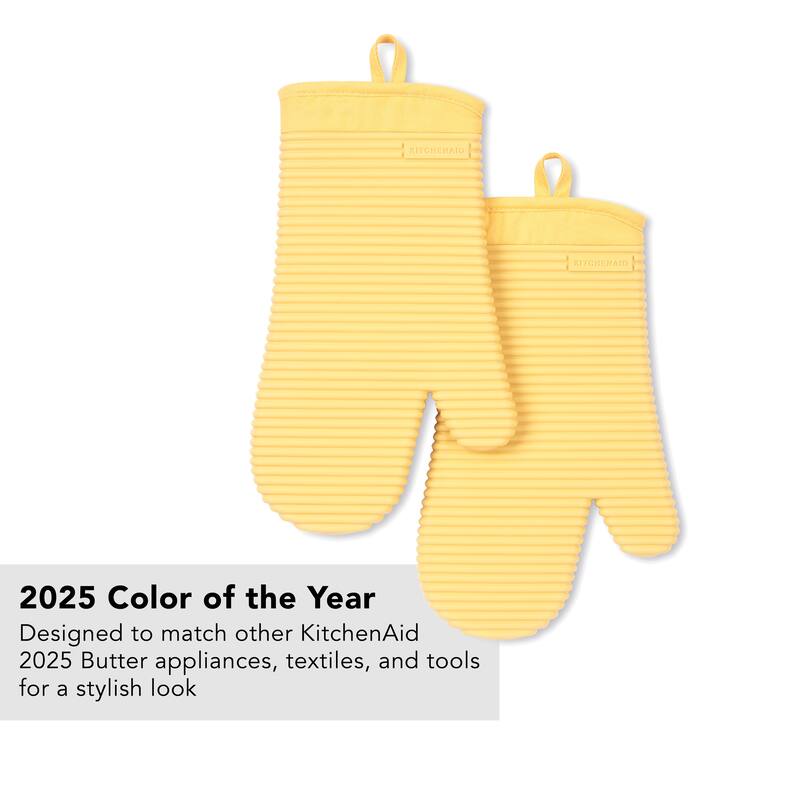 KitchenAid Ribbed Soft Silicone Oven Mitt 2-Pack Set, 7.5"x13"