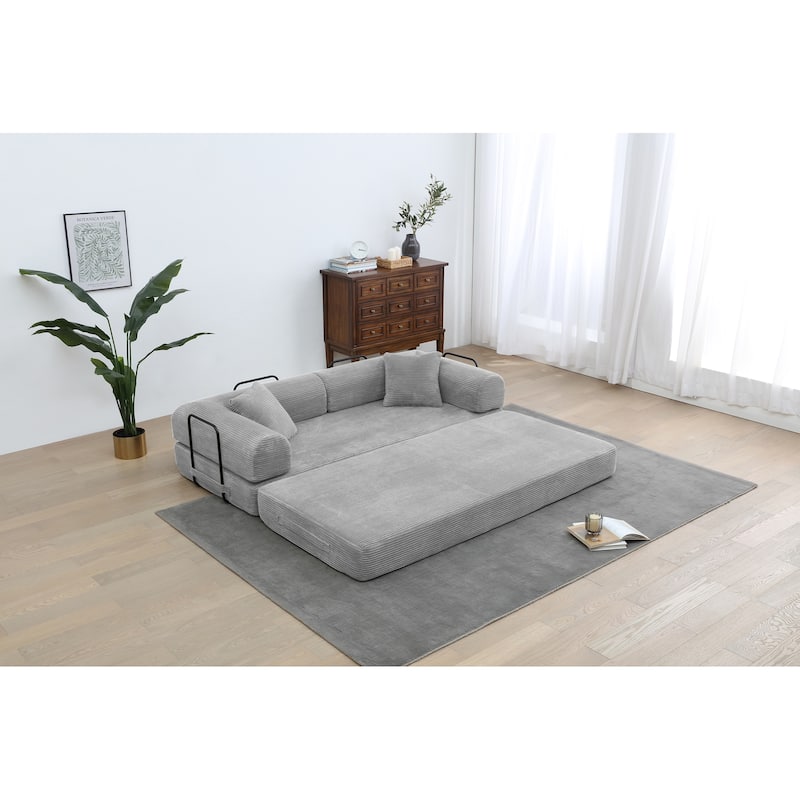 Twilight 2 - Piece Convertible Sleeper Sofa Bed, Corduroy Folding Mattress Couch with Fixed-Shape Framefor Cozy Living Spaces