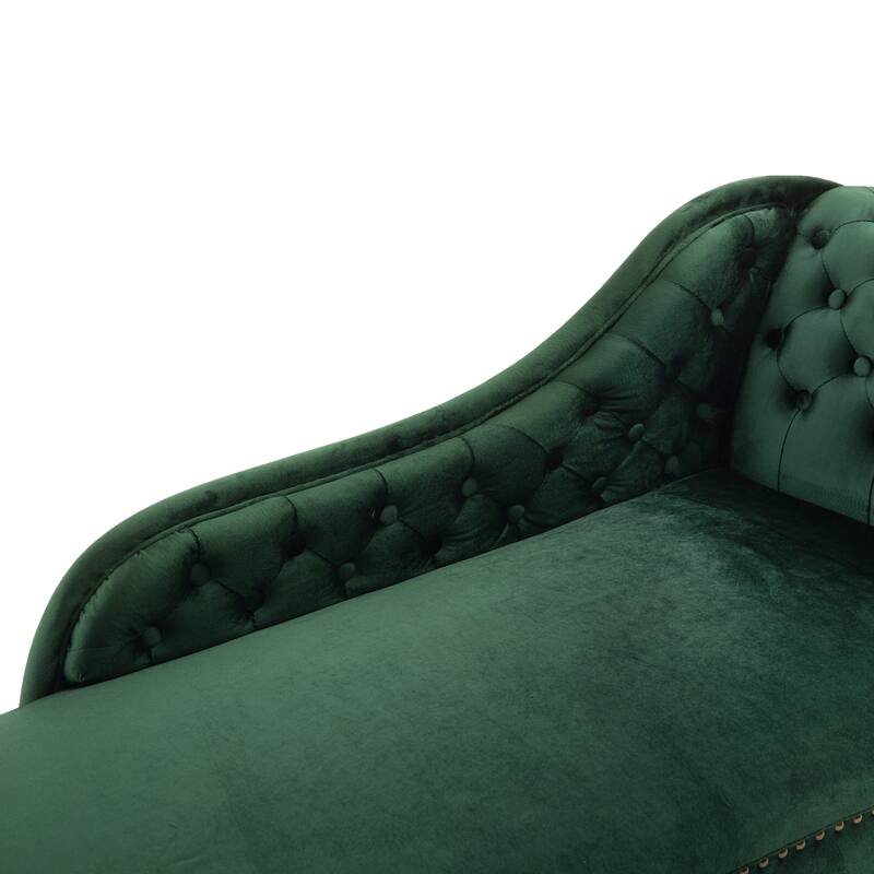 Christopher Knight Home - Bressi Modern Velvet Upholstered Chaise Lounge with Tufted Backrest, Nailhead Trim & Pillow