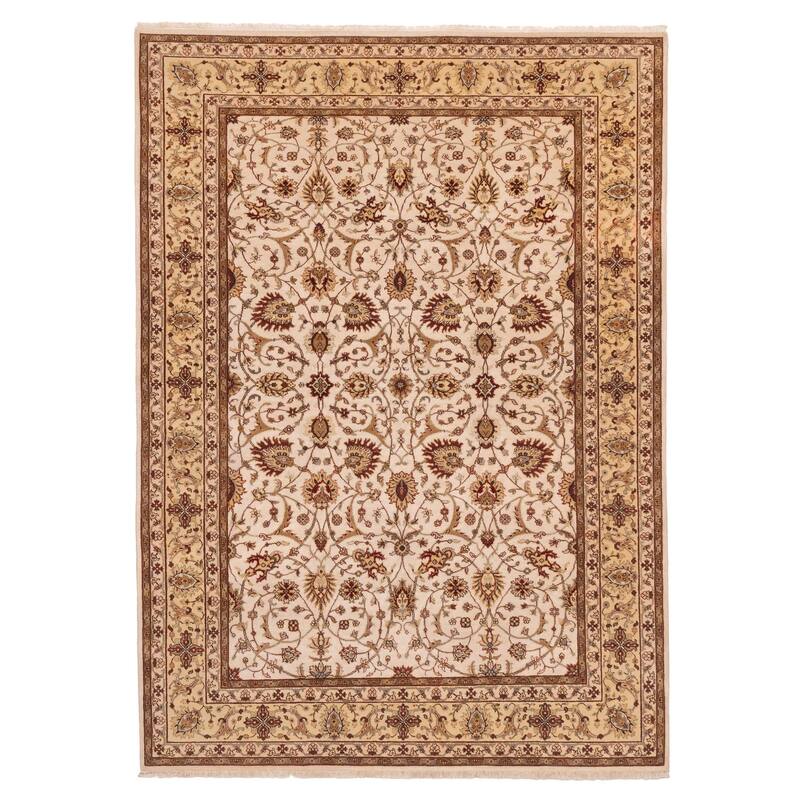 ECARPETGALLERY Hand-knotted Mirzapur Ivory Wool Rug - 5'6 x 7'9