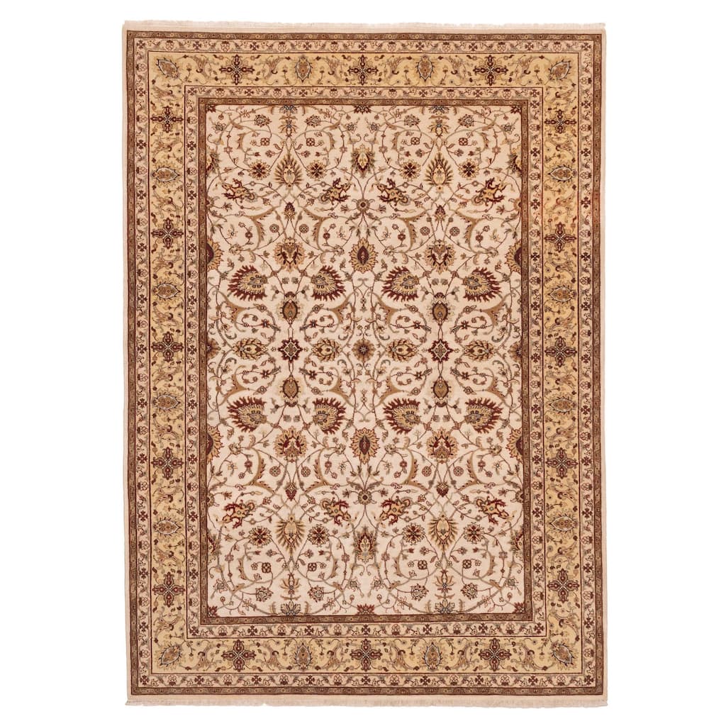 ECARPETGALLERY Hand-knotted Mirzapur Ivory Wool Rug - 5'6 x 7'9