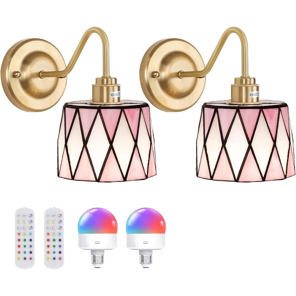 Set of 2 hallway light pink wall light glass kitchen light