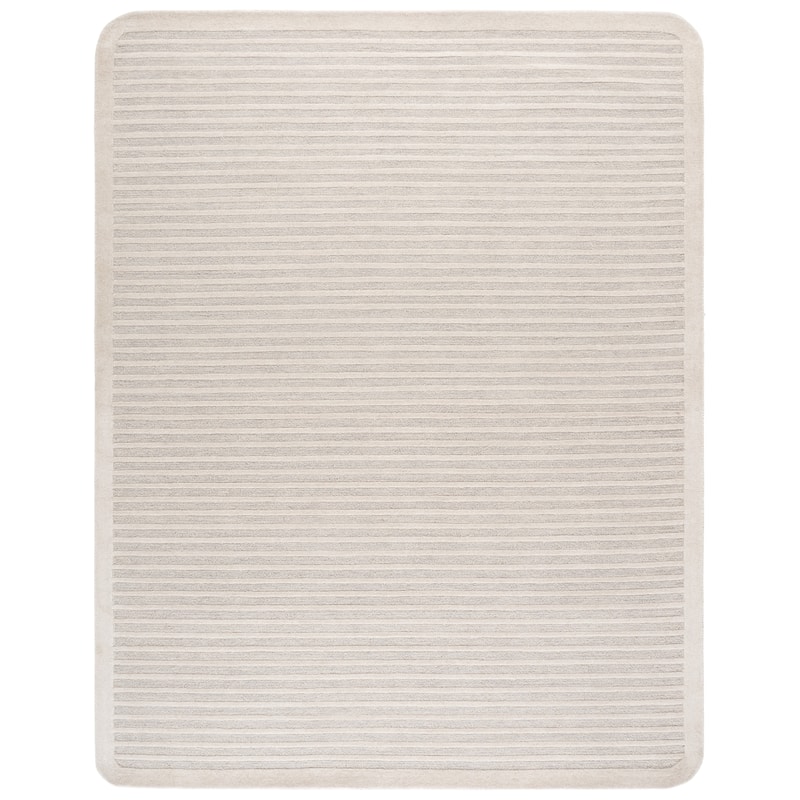 SAFAVIEH Handmade Ebony Sawako Wool Rug - 9' x 12' - Silver/Ivory