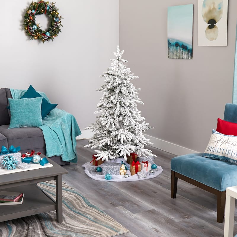5ft Artificial Christmas Tree with Warm Lights & Bendable Branches - Holiday Decor - White - 60