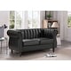 preview thumbnail 2 of 4, Capri Faux Leather Chesterfield Rolled Arm Loveseat Black