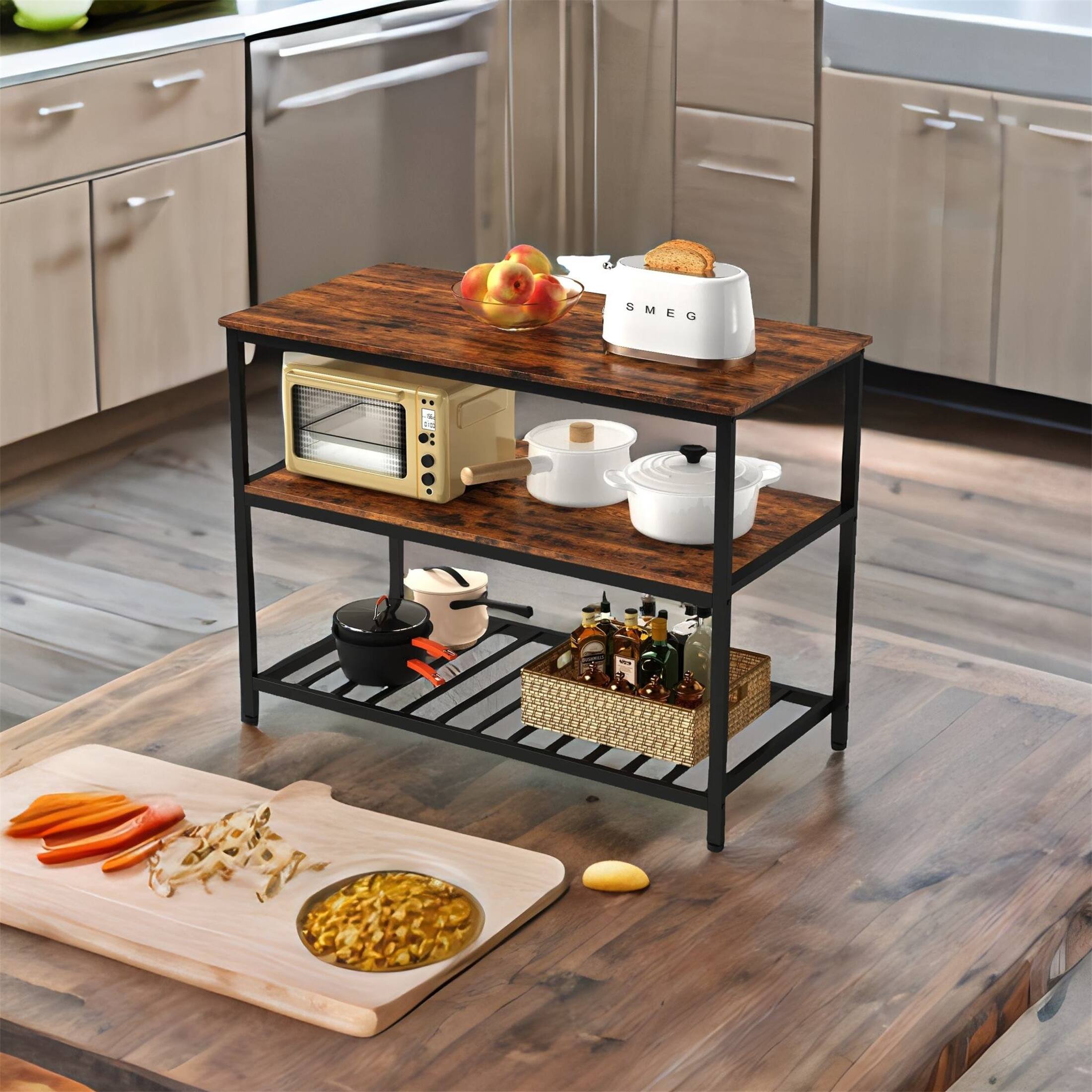 Kitchen Shelf with Large Worktop Stable Steel Structure Bed Bath