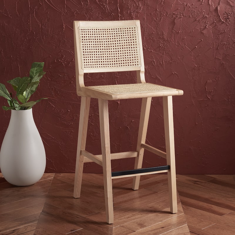 SAFAVIEH Couture Jeff French Cane 30-inch Bar Stool - 18 In. W x 23 In. D x 45 In. H - 18Wx23Dx45H - Natural