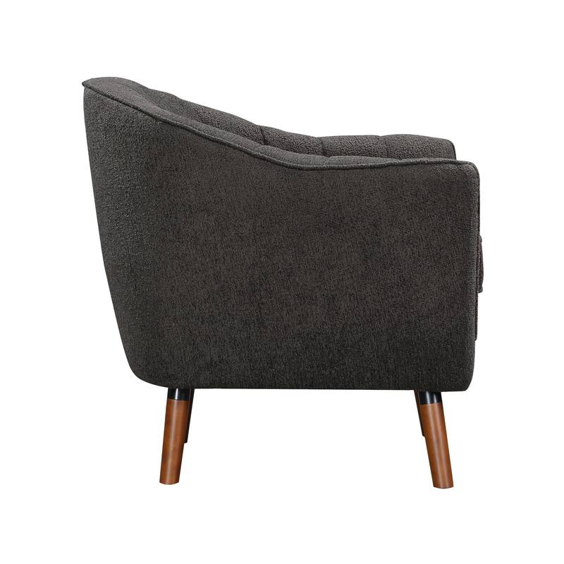 Mid-Century Modern Chenille Armchair with Channel Stitching