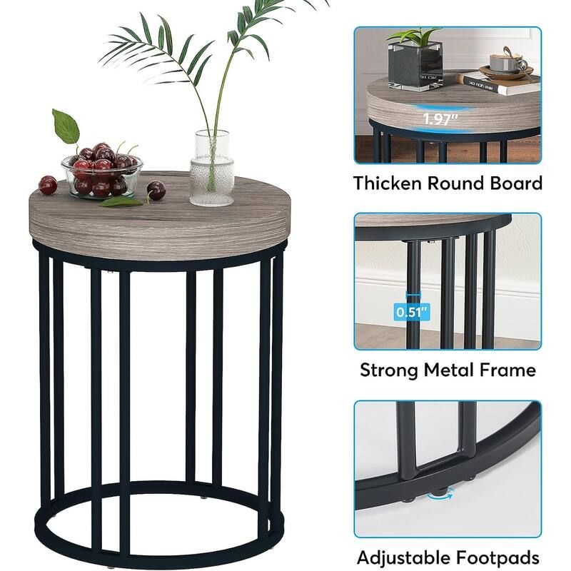 Round End Table, Modern Side Table Small Accent Table Nightstand