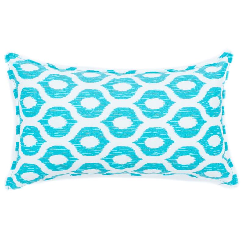 Jiti Outdoor Waterproof Sunbrella Bohemian Eclectic Bold Eye Patterned Rectangle Lumbar Pillows Cushions for Pool Patio Chair - Teal/White/Teal