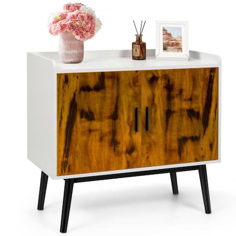 Gymax Sideboard Buffet Storage Cabinet w/2 Door Metal Legs Accent - 32'' x 15'' x 29'' (L x W x H)
