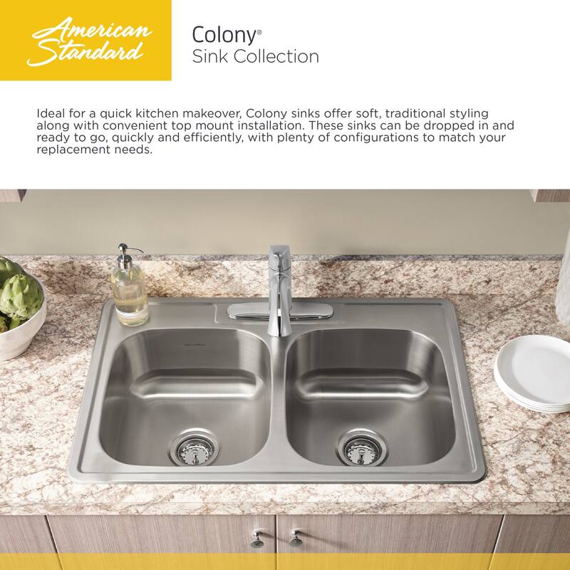 American Standard 22DB.6332284S Colony 33" Double Basin Stainless