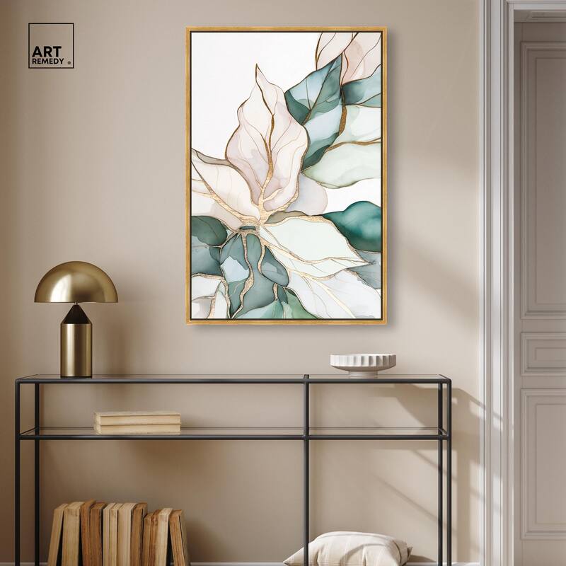 Pastel Leaves with Gold II Canvas by Art Remedy
