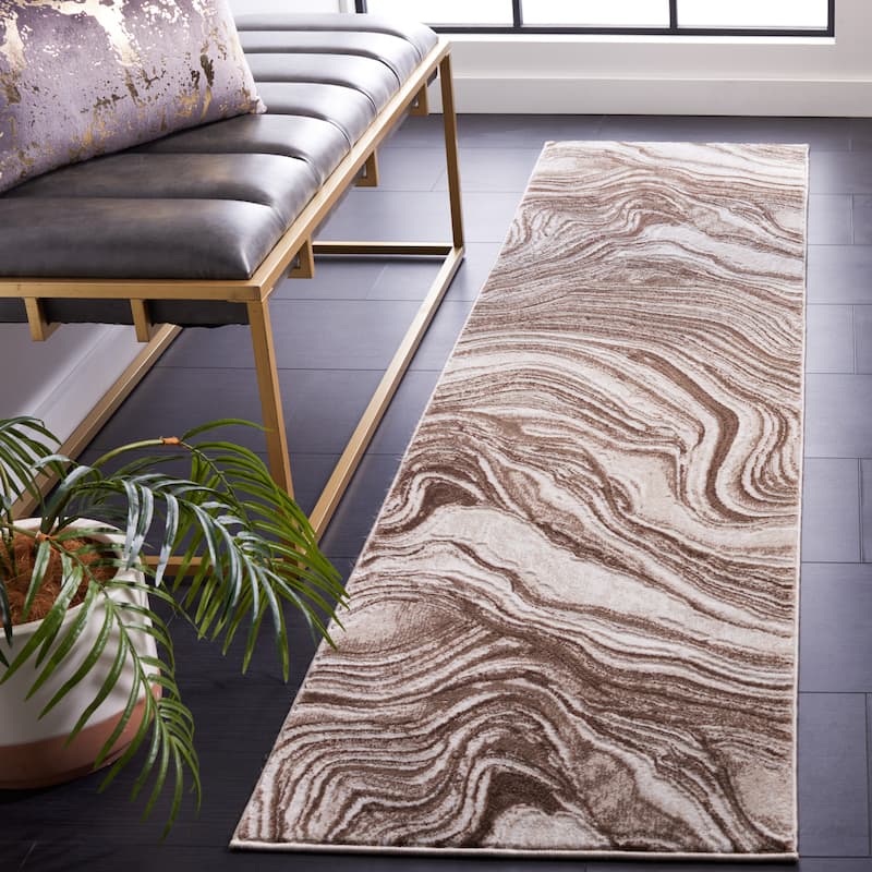 SAFAVIEH Meadow Marjolein Modern Abstract Rug - 2' x 8' Runner - Brown/Beige