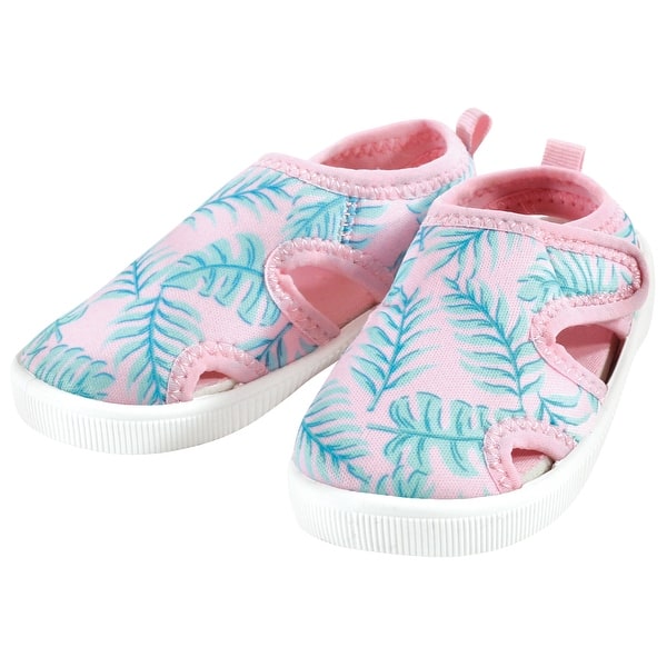 slide 1 of 1, Hudson Baby Infant, Toddler and Kids Girl Sandal and Water Shoe, Pink Palm Leaf Pink Palm Leaf - 10T