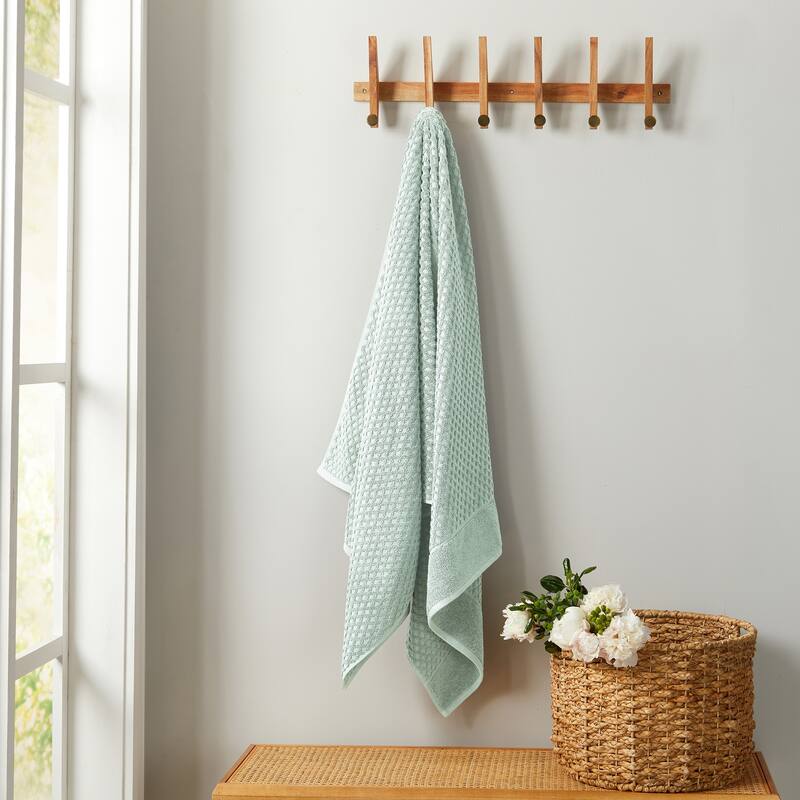 Linery & Co. Cotton Diamond Waffle Texture Bath Towels - Bath Sheet (Pack of 2) - Pastel Blue