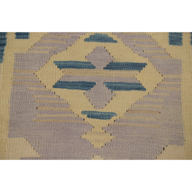Hand Woven Oriental 100% Wool Carpet Southwestern Tribal Purples Kilim Area Rug - 4' 0'' X 2' 0''
