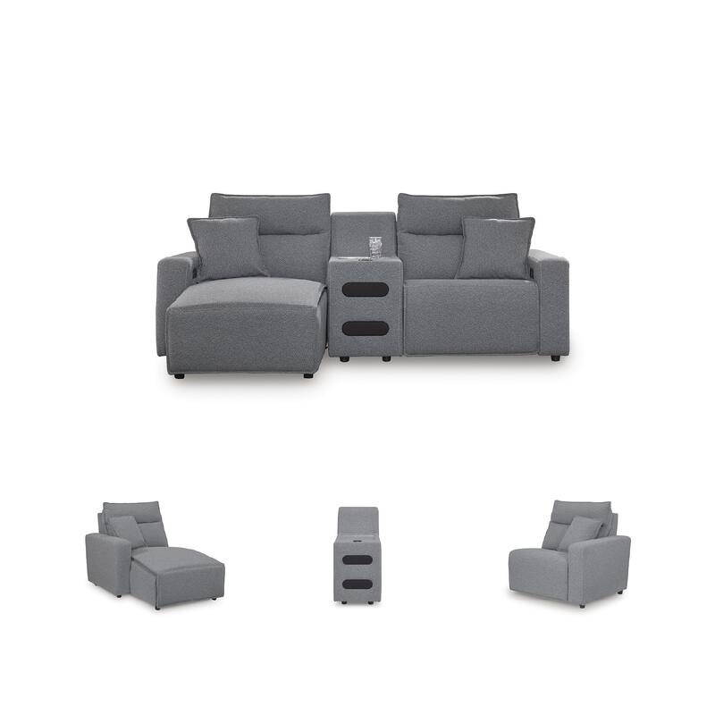 Signature Design by Ashley Modmax Gray 3-Piece Power Reclining Sectional with Chaise - 100" W x 63" D x 41" H