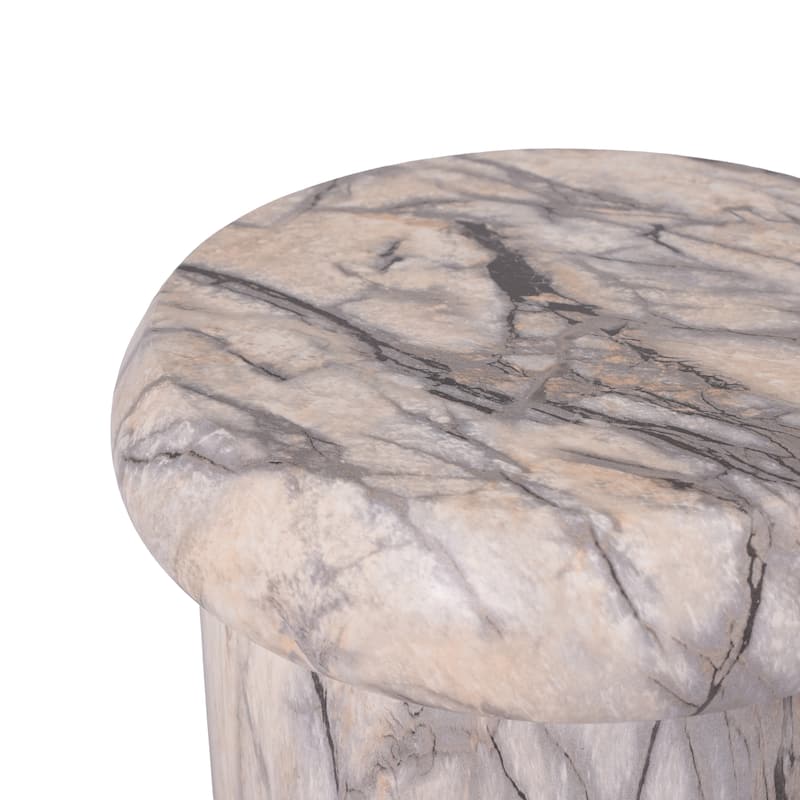 Christopher Knight Home - Lightweight Concrete Sculptural Side Table with Faux Marble Travertine Finish for Indoor & Outdoor