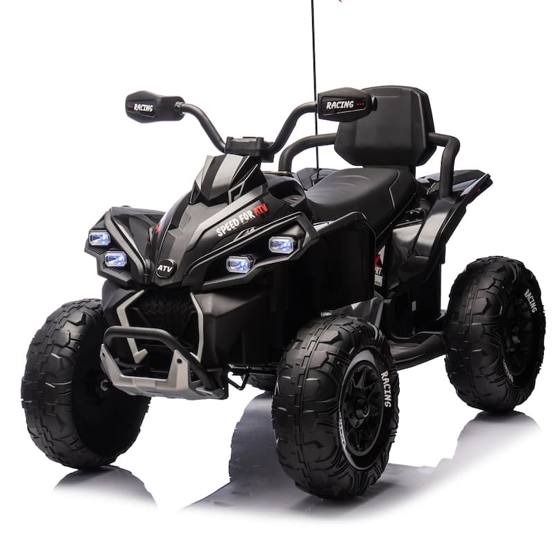 24V Kids Ride On Electric W/parents Control,Four-wheel shock absorber,English storytelling function,For Kids Aged 3-12 - Black