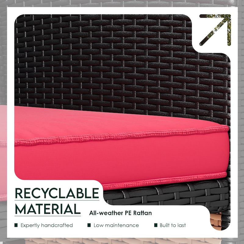 EROMMY 4-Piece Patio Furniture Set with Cushions, Wicker Sofa and Glass Coffee Table, All-Weather PE Rattan Conversation Set.