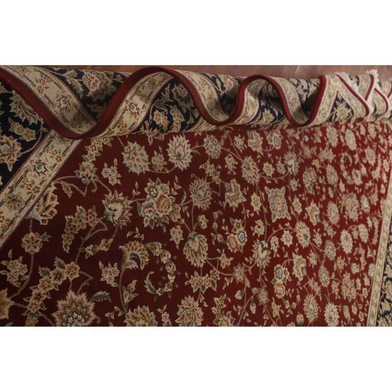 All-Over Floral Kashan Chinese Area Rug Hand-Knotted Wool Carpet - 8'7" x 11'7"