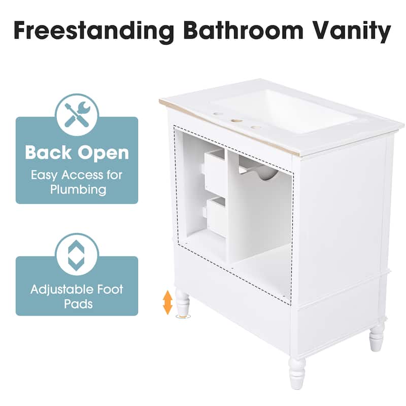 Christopher Knight Home Solvane 30" Bathroom Vanity with Ceramic Sink - 30.00" Lx 18.5" W x 34.4" H