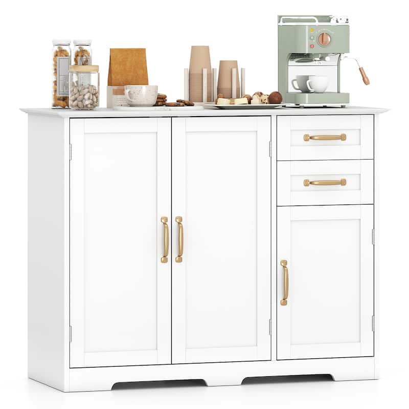 Gymax 40'' Sideboard Buffet Cabinet Modern Kitchen Storage Organizer - White