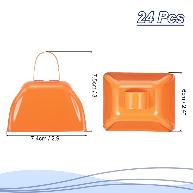 24pcs 3 inch Cow Bells for Football Games Cow Bells for Sporting Events - Orange