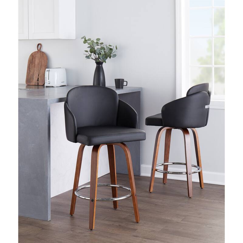 Dahlia Counter Stool with Walnut Wood (Set of 2)
