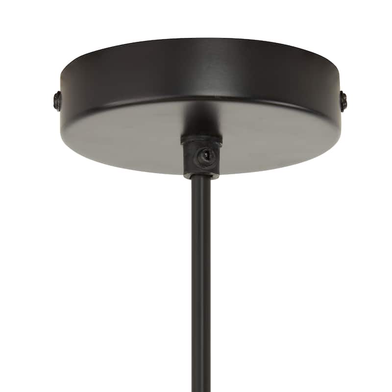 River of Goods Black and Ivory Jute and Metal 19-Inch Globe Pendant Light with Adjustable Hanging Cord - 19" x 19" x 73"