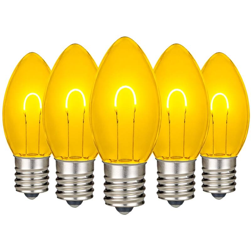 25 Pack C9 LED Outdoor Christmas Replacement Bulbs, Warm White, C9/E17 Base - Yellow